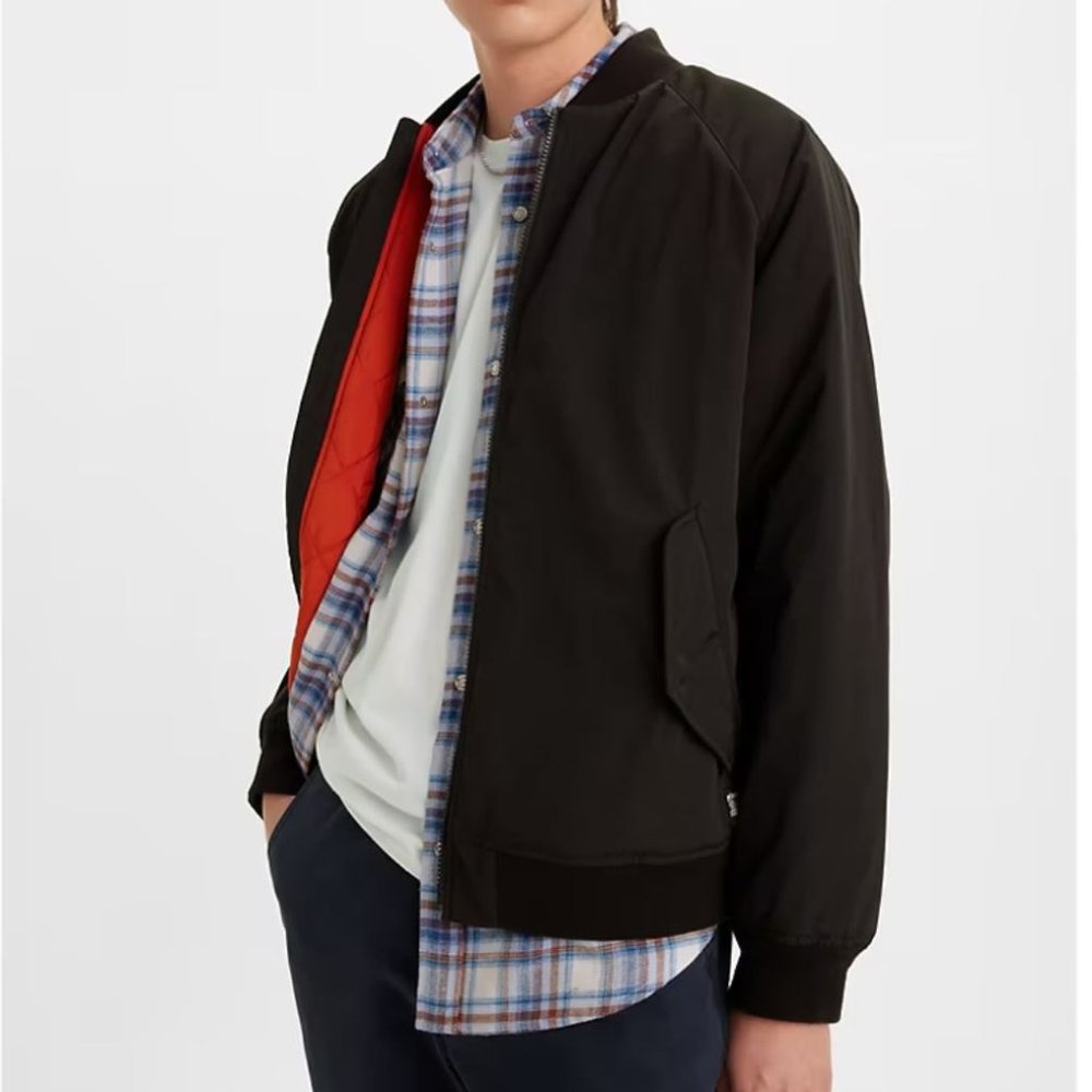 Levi's Men's Black Relaxed Fit Flight Bomber Jacket Coat NWT